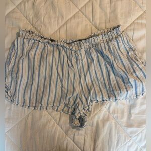 Striped Blue and White Women's Swimsuit Cover Up Shorts